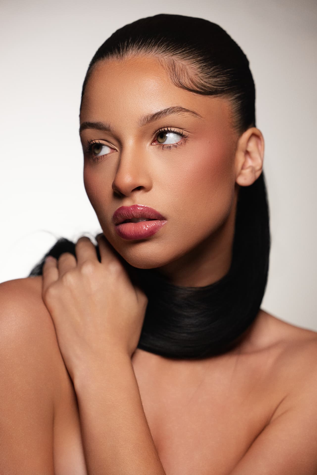 Glossy berry lip campaign portrait